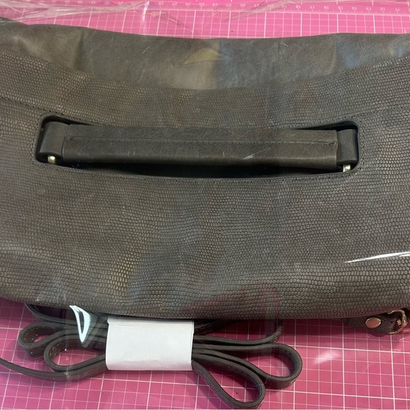 TRINA TURK Gray Leather Clutch with Fold Over Design Shoulder Bag with Handle - Picture 14 of 15